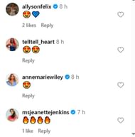 Olympian Allyson Felix reacts to Mookie Betts' wife Brianna’s post.(mrsbriannabetts/Instagram)